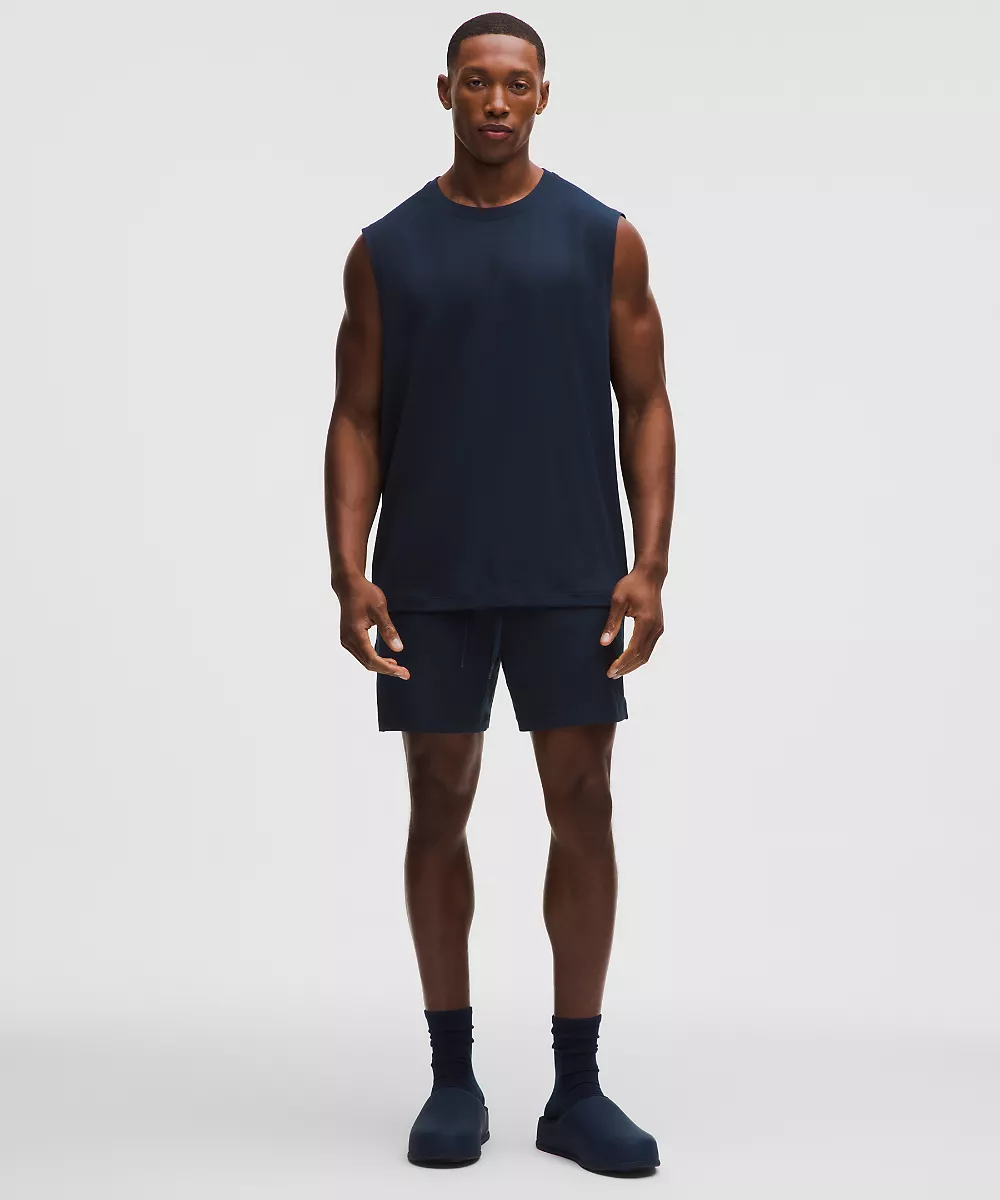 Débardeur sans manches en jersey doux et mesh — True Navy, view 3