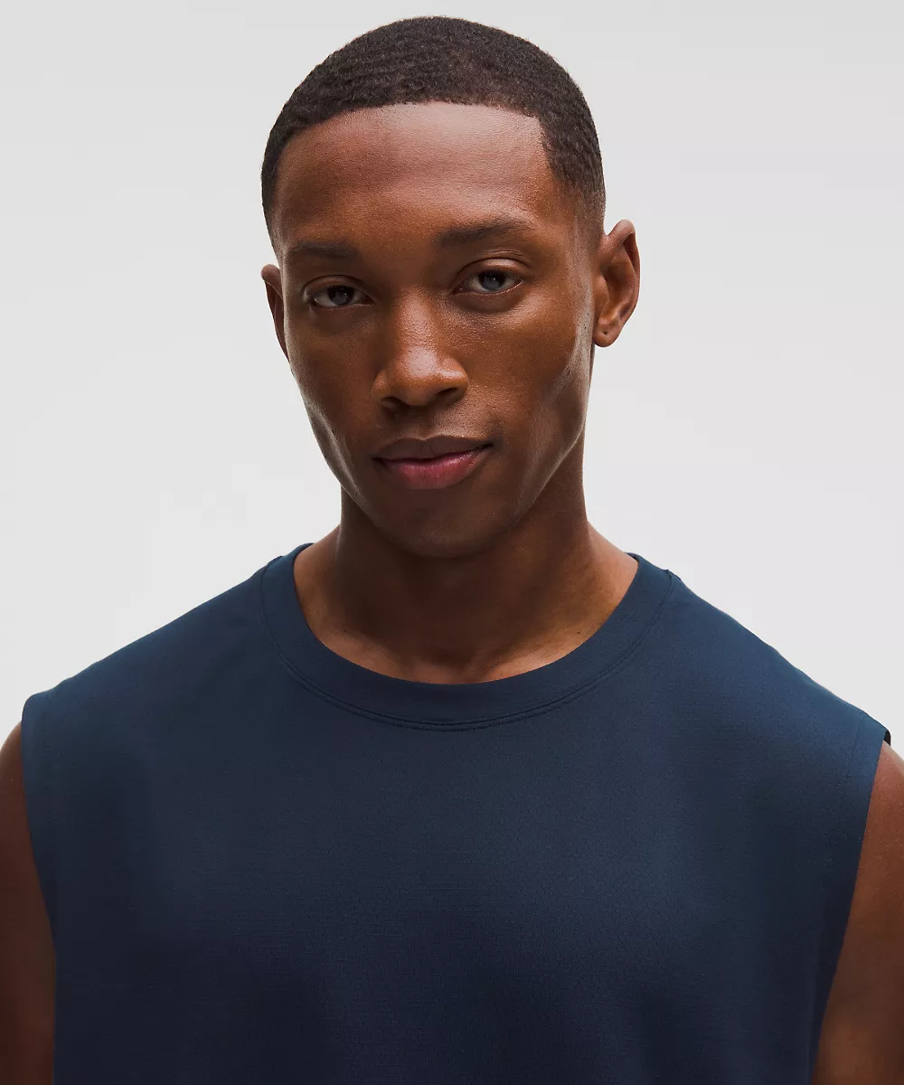 Débardeur sans manches en jersey doux et mesh — True Navy, view 4