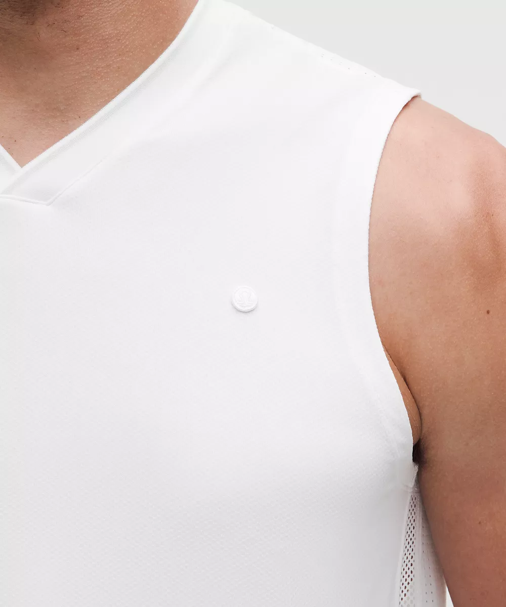 Chemise de tennis sans manches à panneaux en mesh — White, view 5