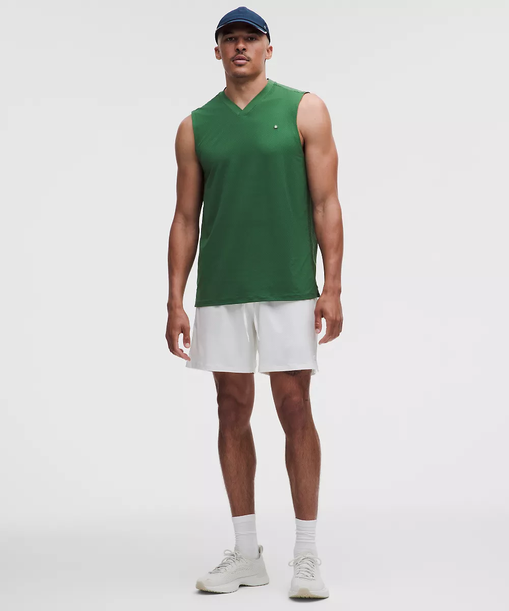 Chemise de tennis sans manches à panneaux en mesh — Green Cove, view 2