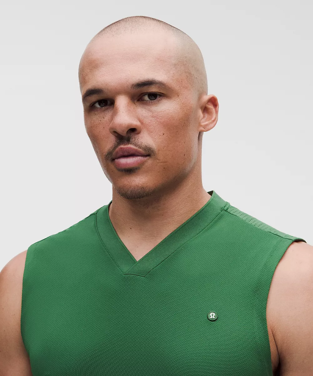 Chemise de tennis sans manches à panneaux en mesh — Green Cove, view 4