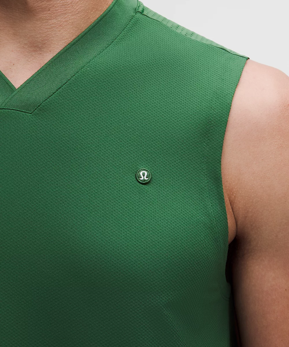 Chemise de tennis sans manches à panneaux en mesh — Green Cove, view 5