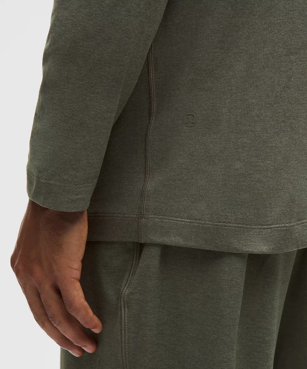 Demi-zip en jersey doux — Heathered Army Green/Heathered Willow Leaf, view 5