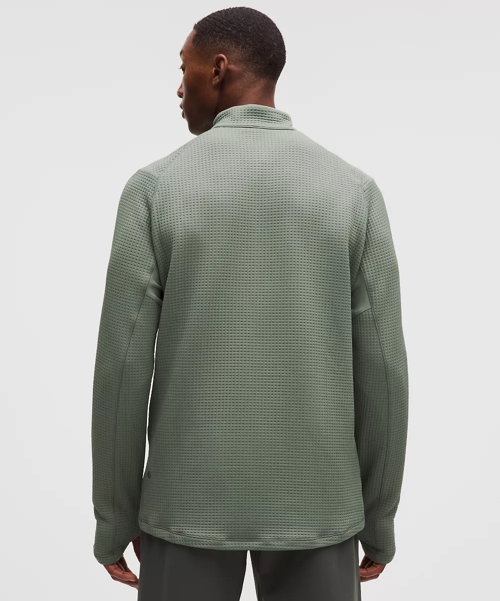 Demi-zip maille gaufrée — Willow Leaf, view 3