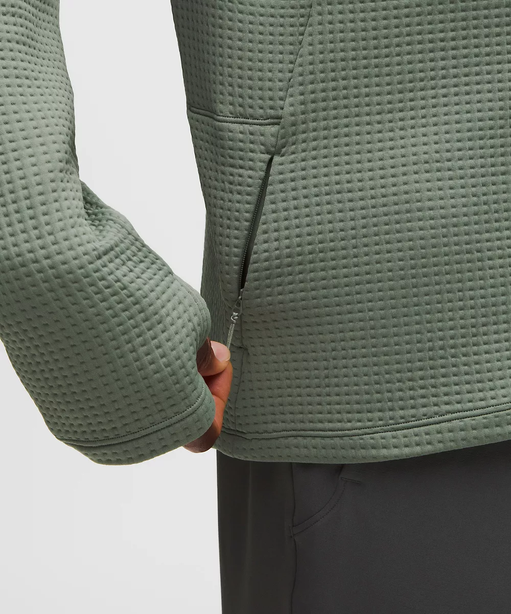 Demi-zip maille gaufrée — Willow Leaf, view 5