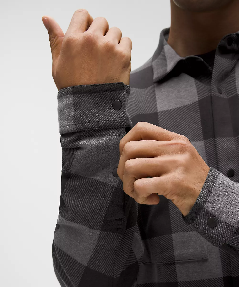 Surchemise en maille douce — Check Plaid Black Heathered Graphite Grey, view 5