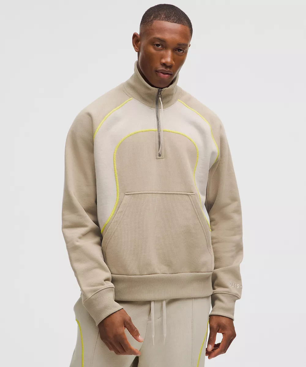 Sweat quart de zip en molleton épais *SLNSH Collection — Sheer Oak/Mojave Tan, view 1