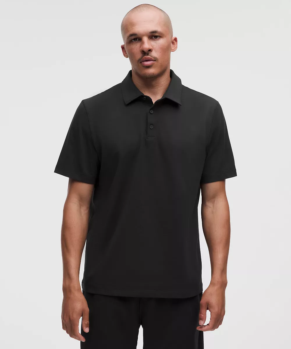 Polo manches courtes en jersey doux — Black, view 1