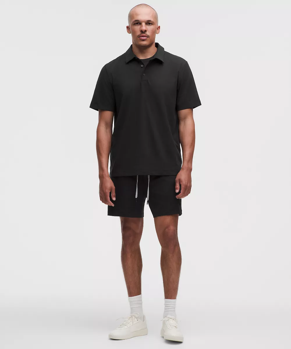 Polo manches courtes en jersey doux — Black, view 2
