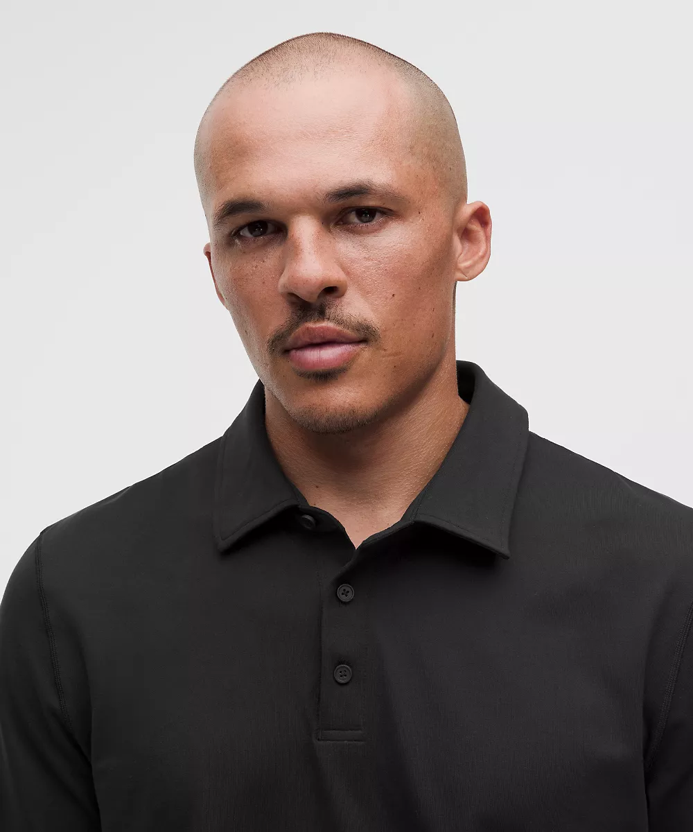 Polo manches courtes en jersey doux — Black, view 4