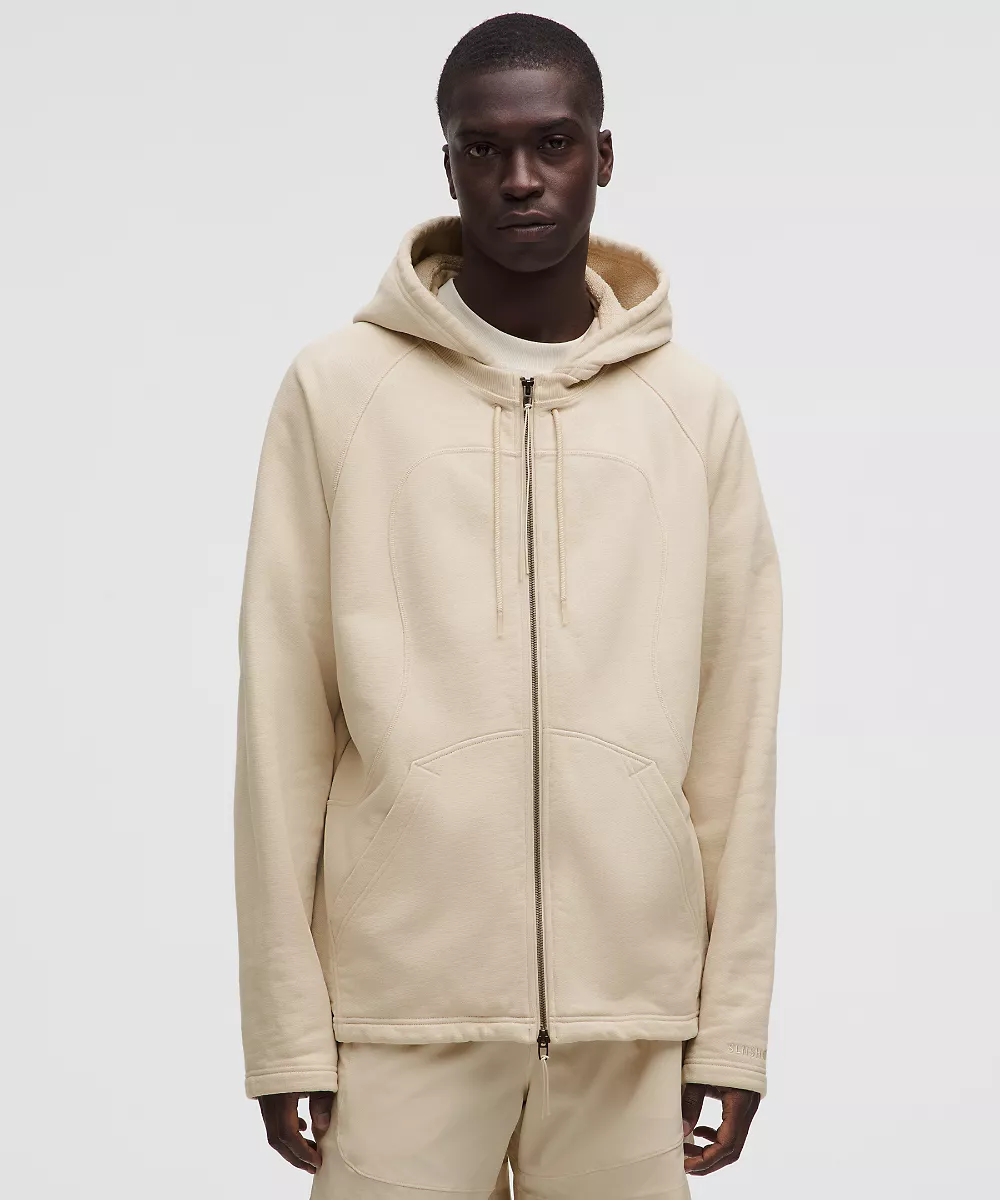 Sweat à capuche zippé intégral à capuche amovible homme *SLNSH Collection — Natural Ivory, view 2