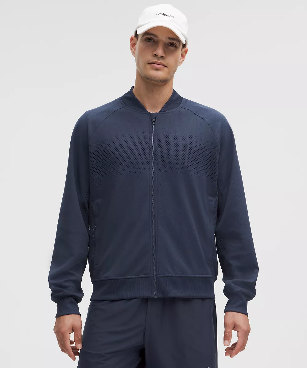 Veste de tennis en mesh tricoté façonné homme — Club Blue, view 1