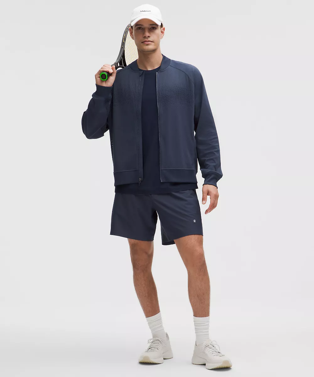 Veste de tennis en mesh tricoté façonné homme — Club Blue, view 2