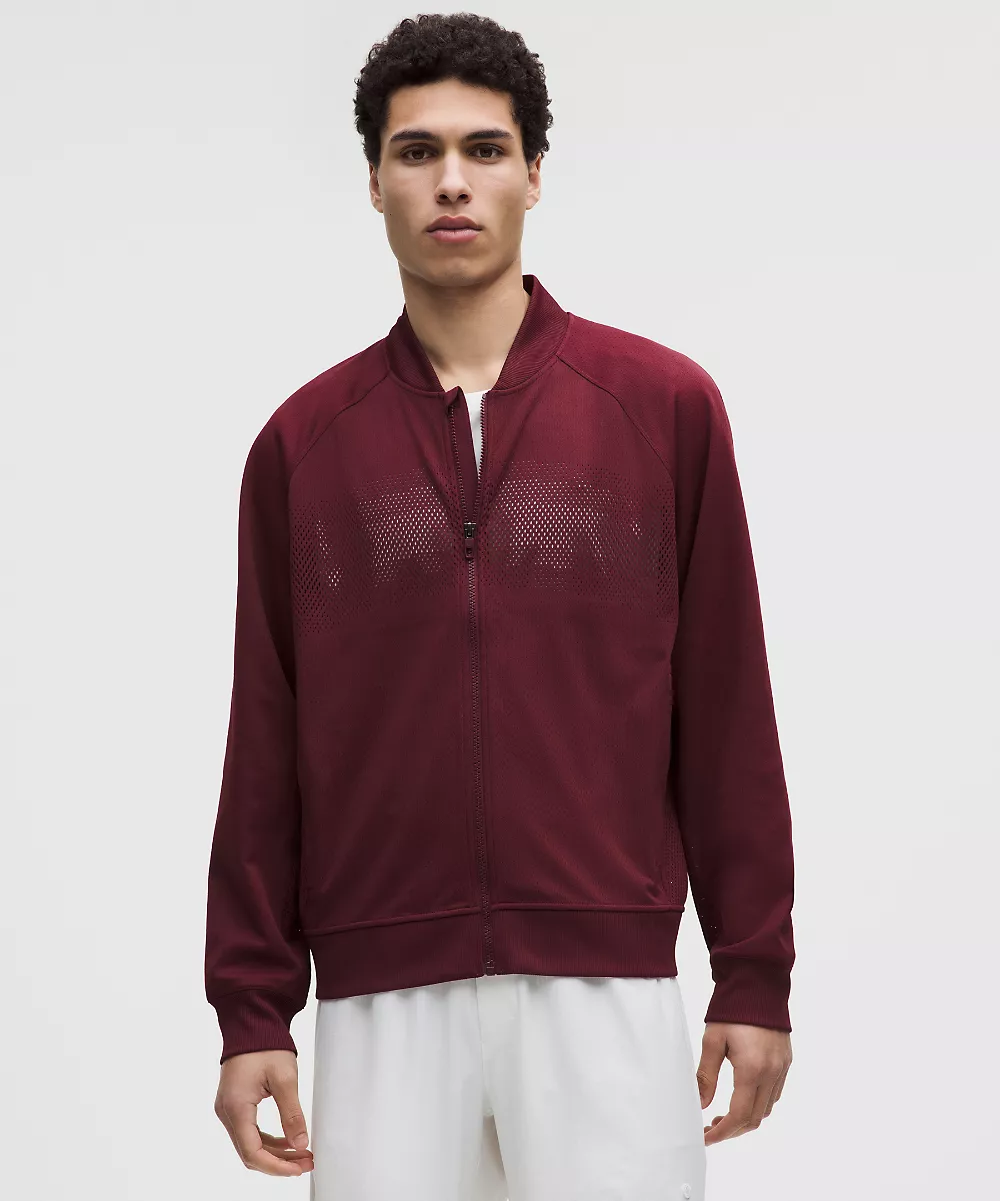 Veste de tennis en mesh tricoté façonné homme — Burgundy Bay, view 1