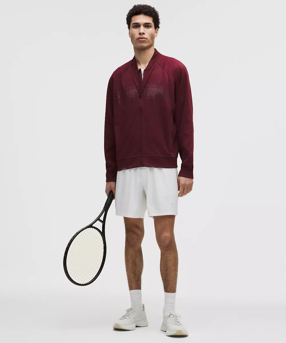 Veste de tennis en mesh tricoté façonné homme — Burgundy Bay, view 2