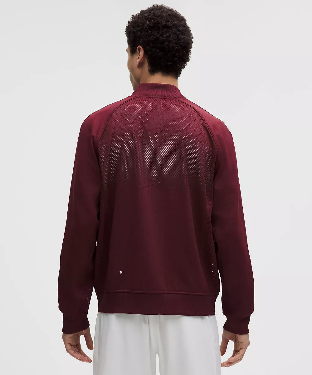 Veste de tennis en mesh tricoté façonné homme — Burgundy Bay, view 3