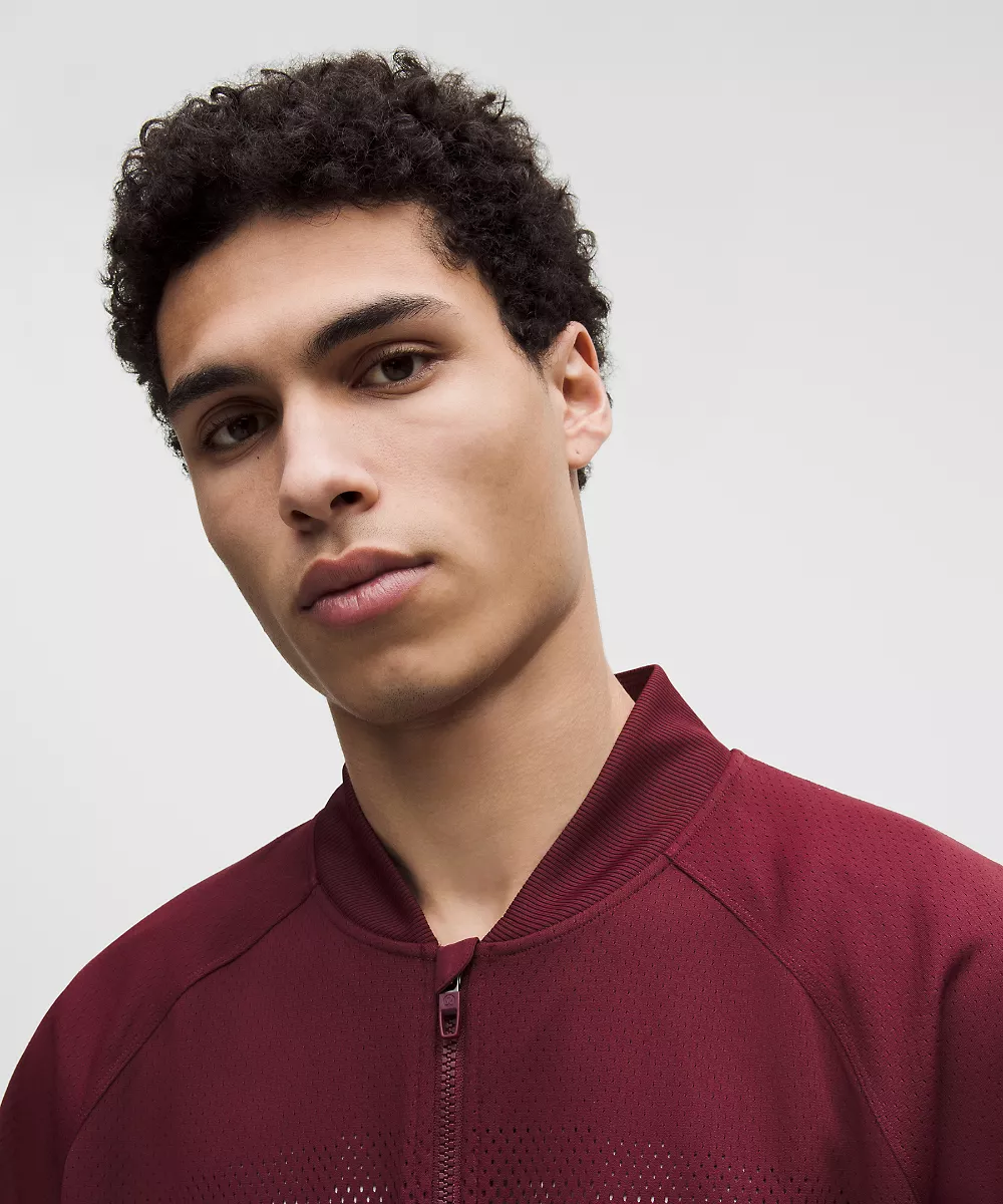 Veste de tennis en mesh tricoté façonné homme — Burgundy Bay, view 4