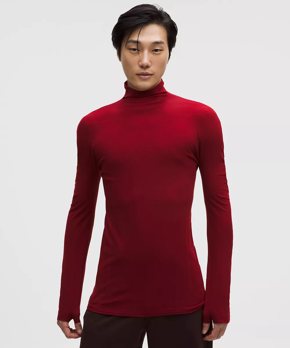 Sous-couche col montant sans coutures homme Team Canada *Logo COC — Dark Sport Red/Cardinal, view 1