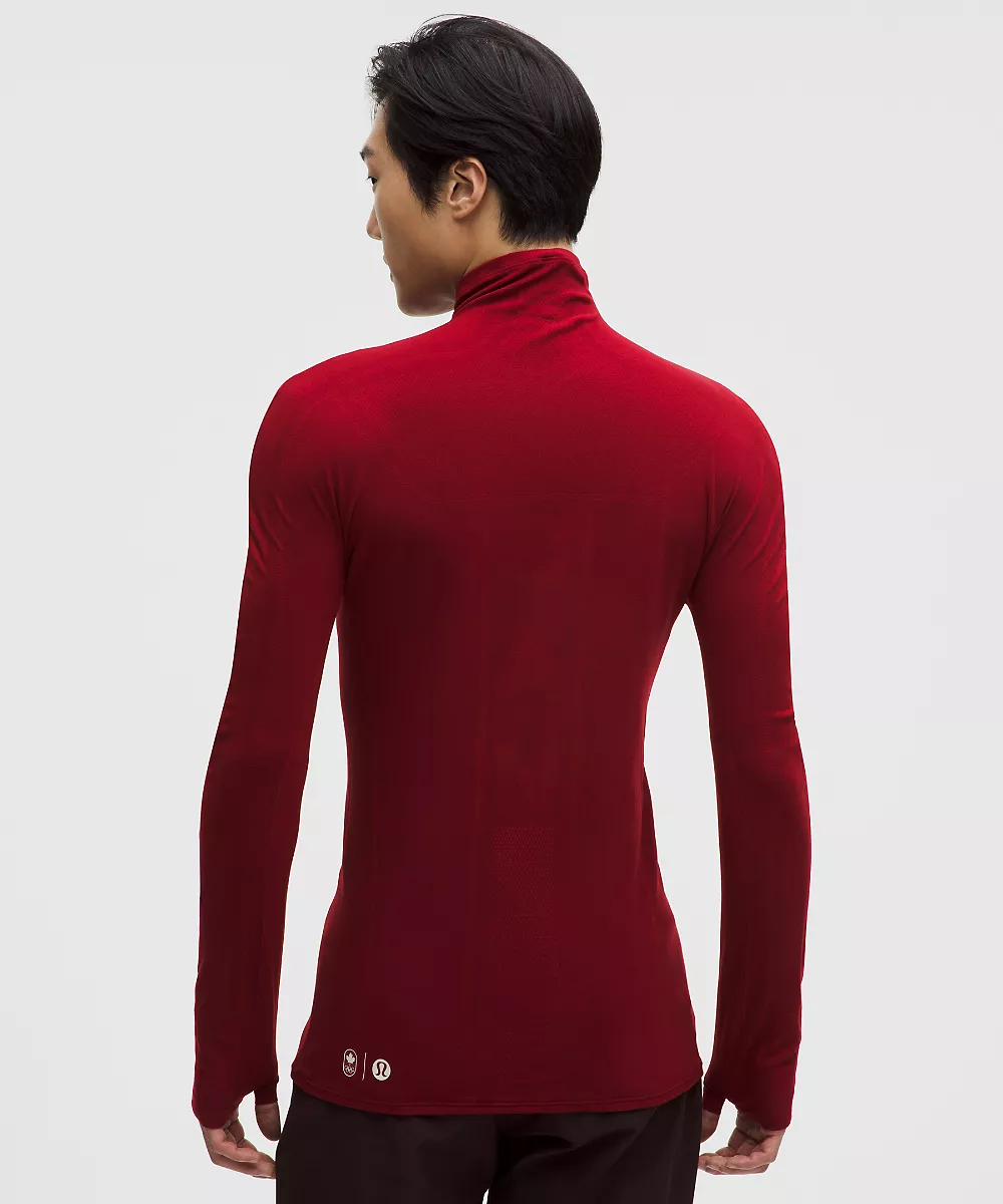 Sous-couche col montant sans coutures homme Team Canada *Logo COC — Dark Sport Red/Cardinal, view 3
