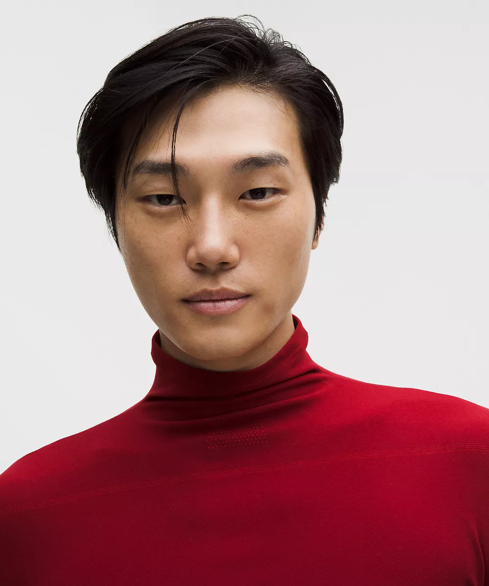 Sous-couche col montant sans coutures homme Team Canada *Logo COC — Dark Sport Red/Cardinal, view 4