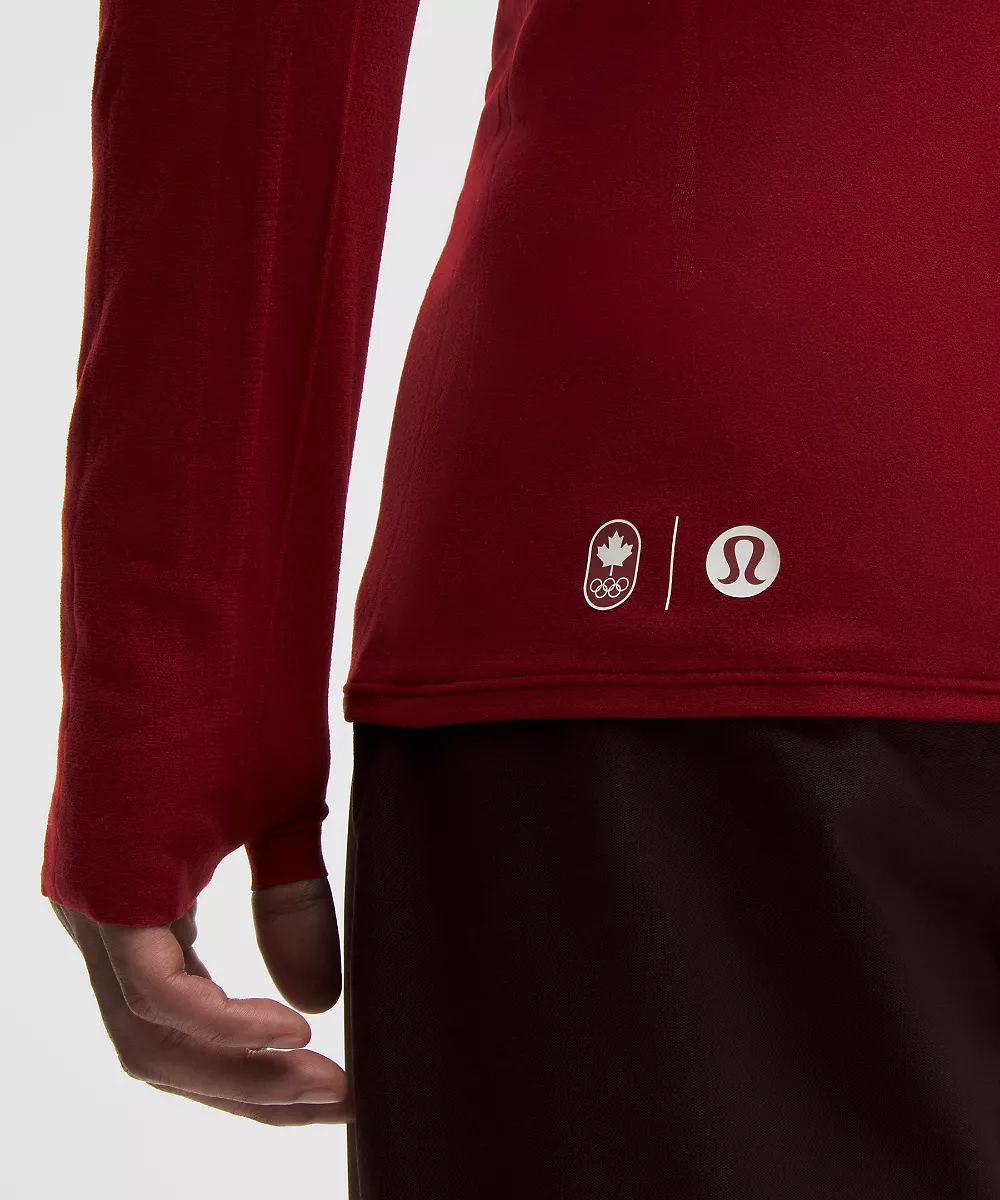 Sous-couche col montant sans coutures homme Team Canada *Logo COC — Dark Sport Red/Cardinal, view 5