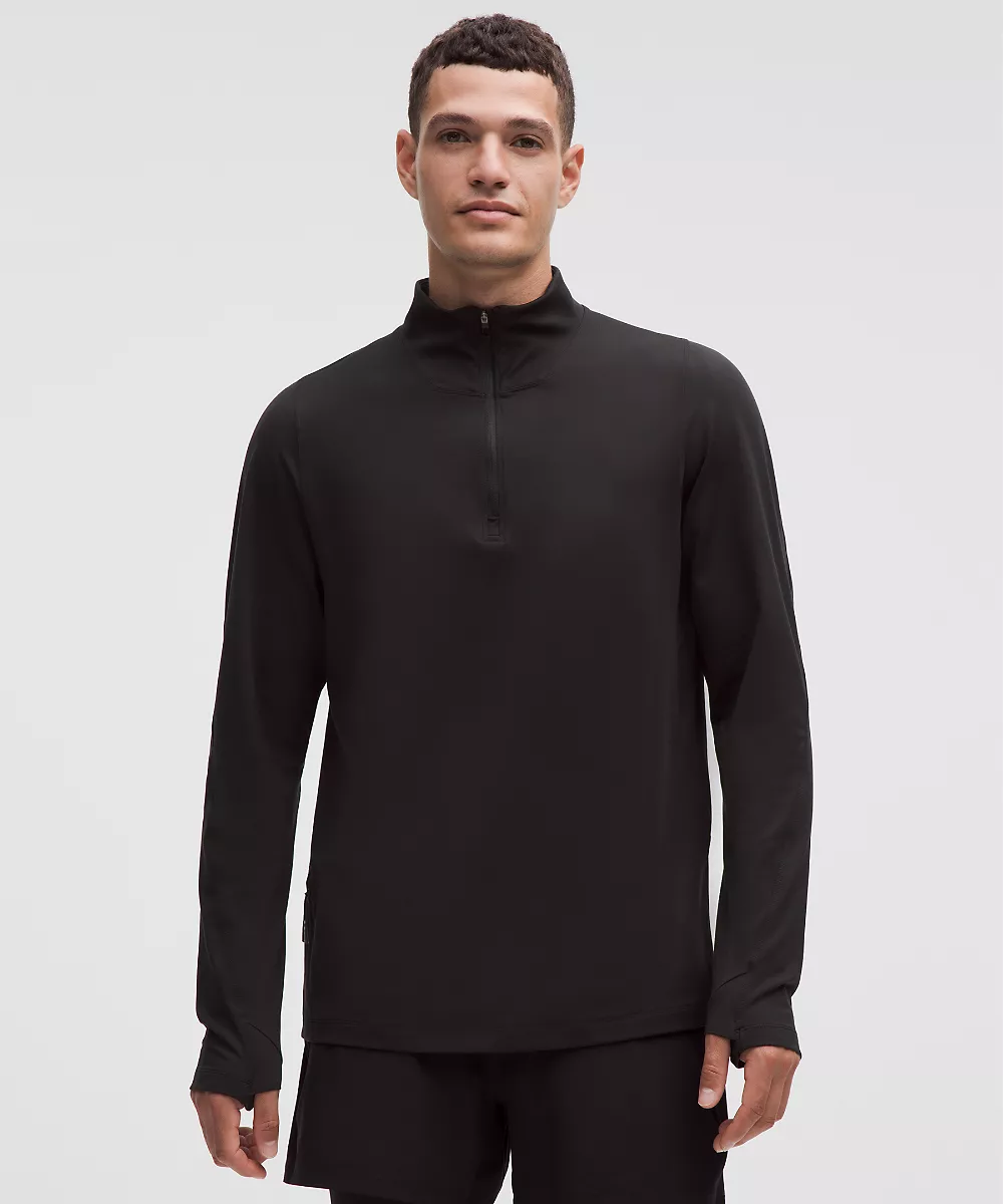 Haut manches longues demi-zip en polaire Rulu — Black, view 1