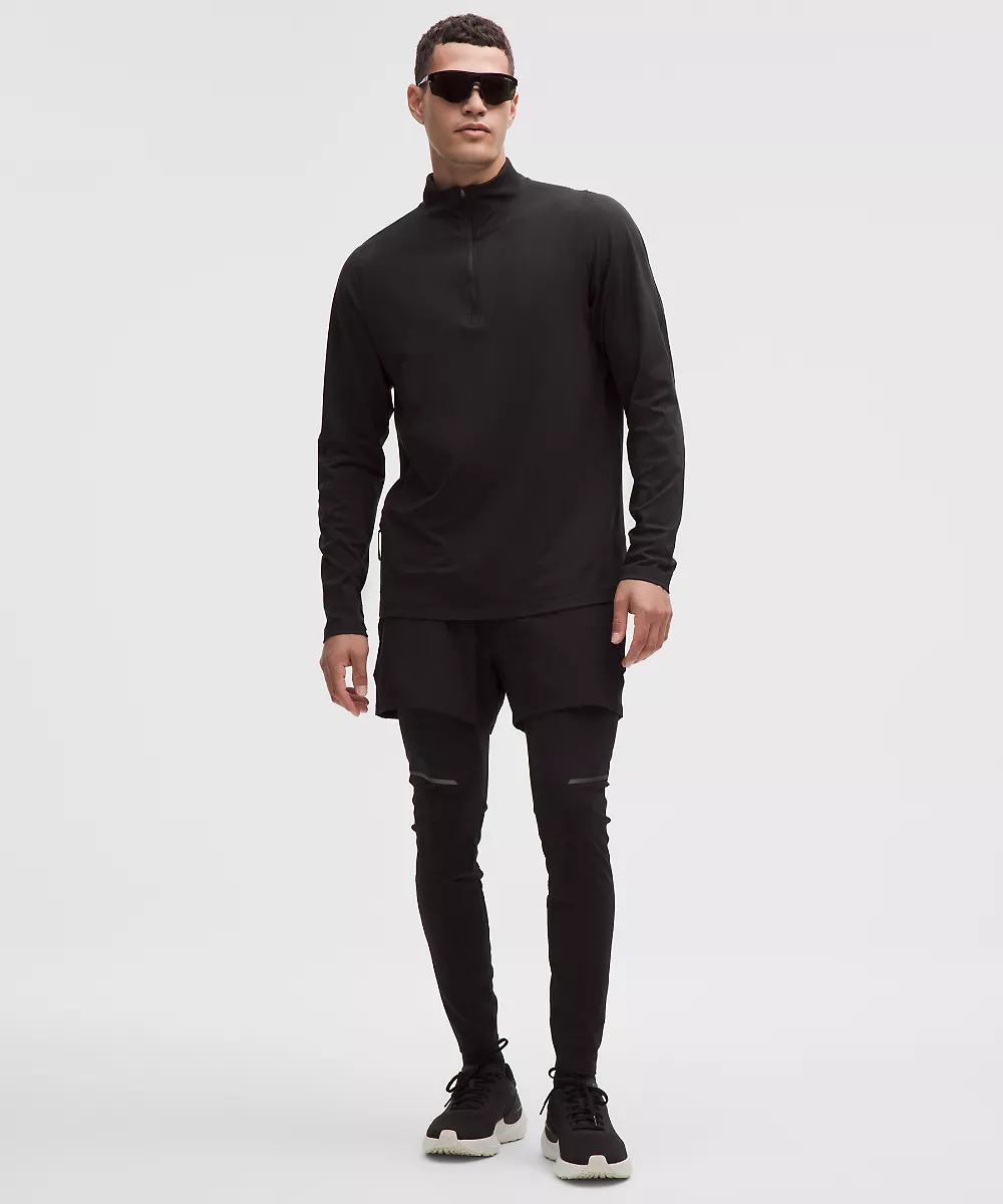 Haut manches longues demi-zip en polaire Rulu — Black, view 2