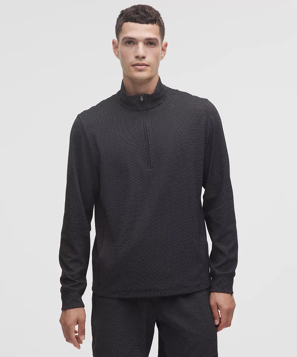 Demi-zip de running en maille réfléchissante — White/Black, view 1
