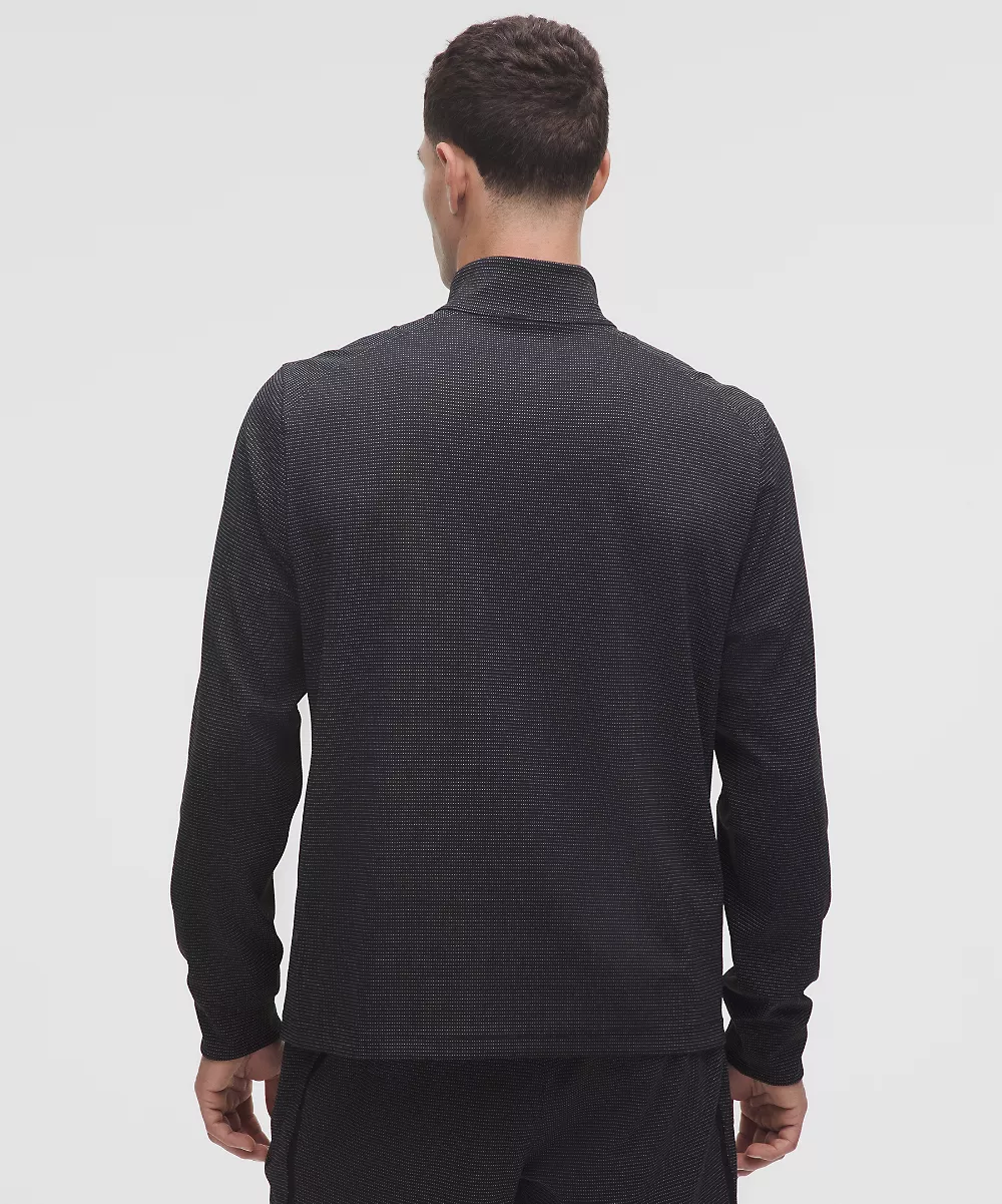 Demi-zip de running en maille réfléchissante — White/Black, view 3