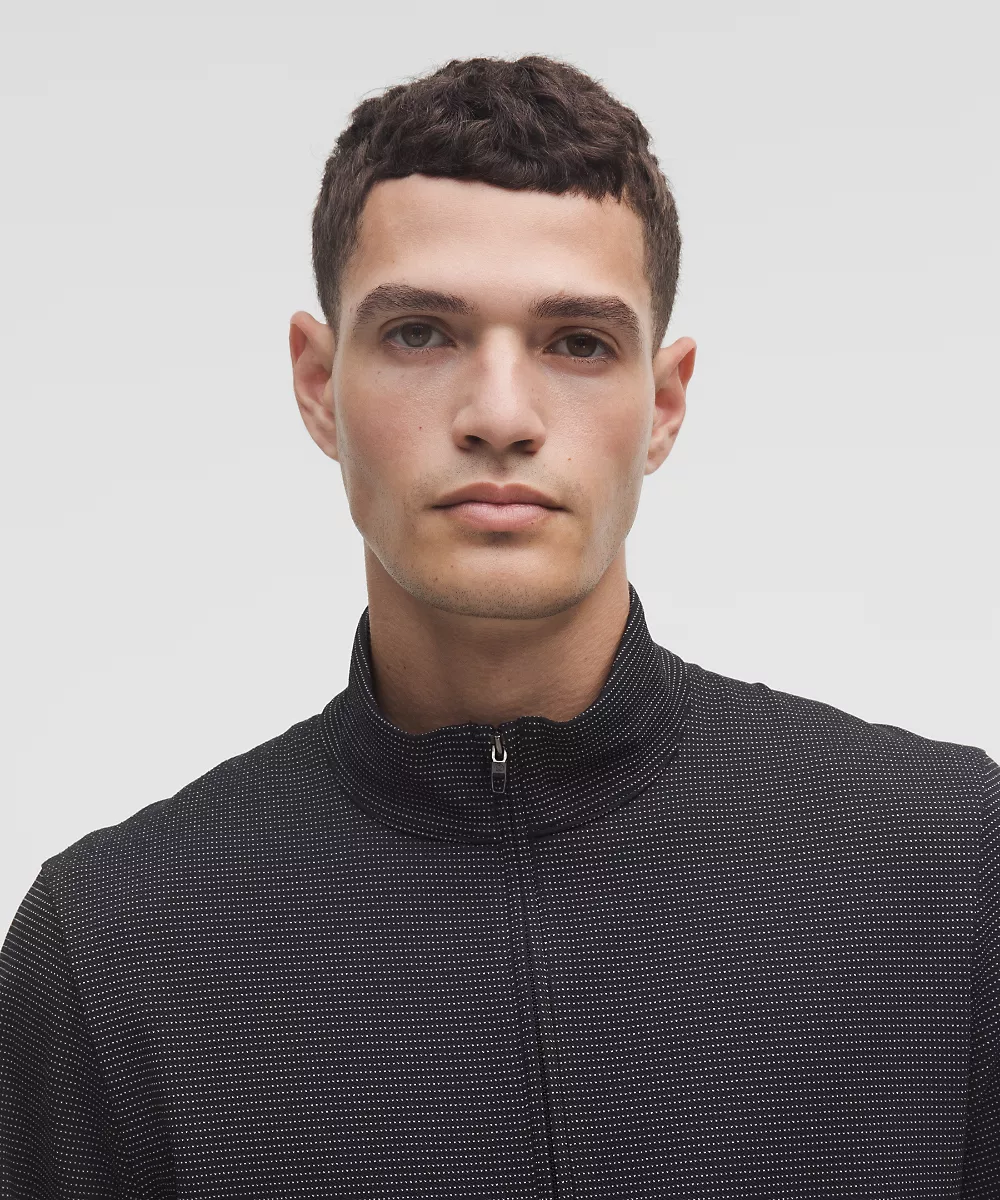 Demi-zip de running en maille réfléchissante — White/Black, view 4