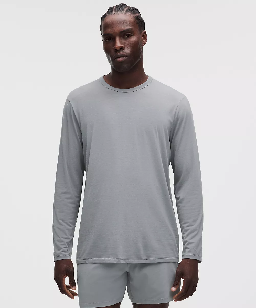 Mile Maker chemise en mélange de laine mérinos manches longues — Feather Grey, view 1