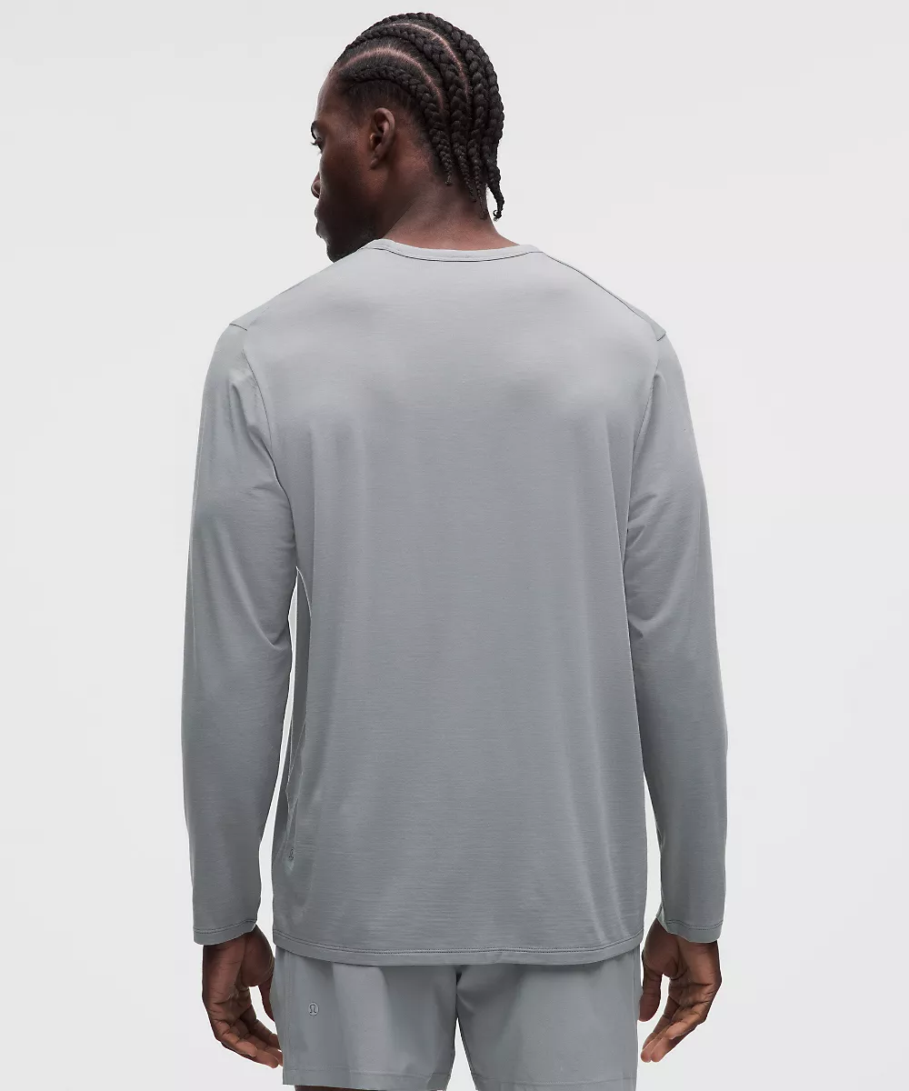 Mile Maker chemise en mélange de laine mérinos manches longues — Feather Grey, view 3