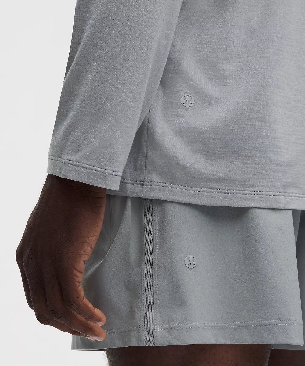 Mile Maker chemise en mélange de laine mérinos manches longues — Feather Grey, view 5