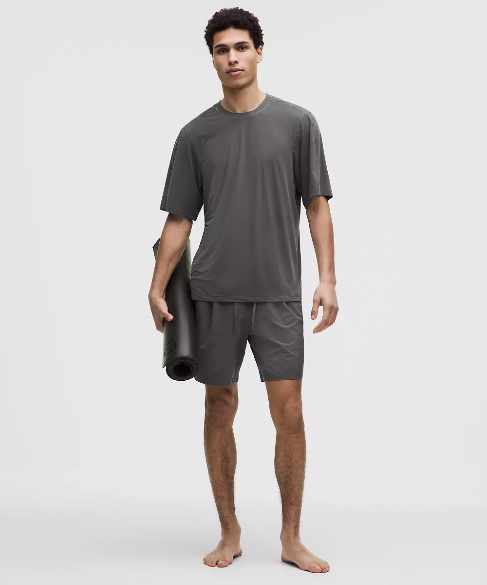 T-shirt de yoga col rond brossé — Onyx Grey, view 2