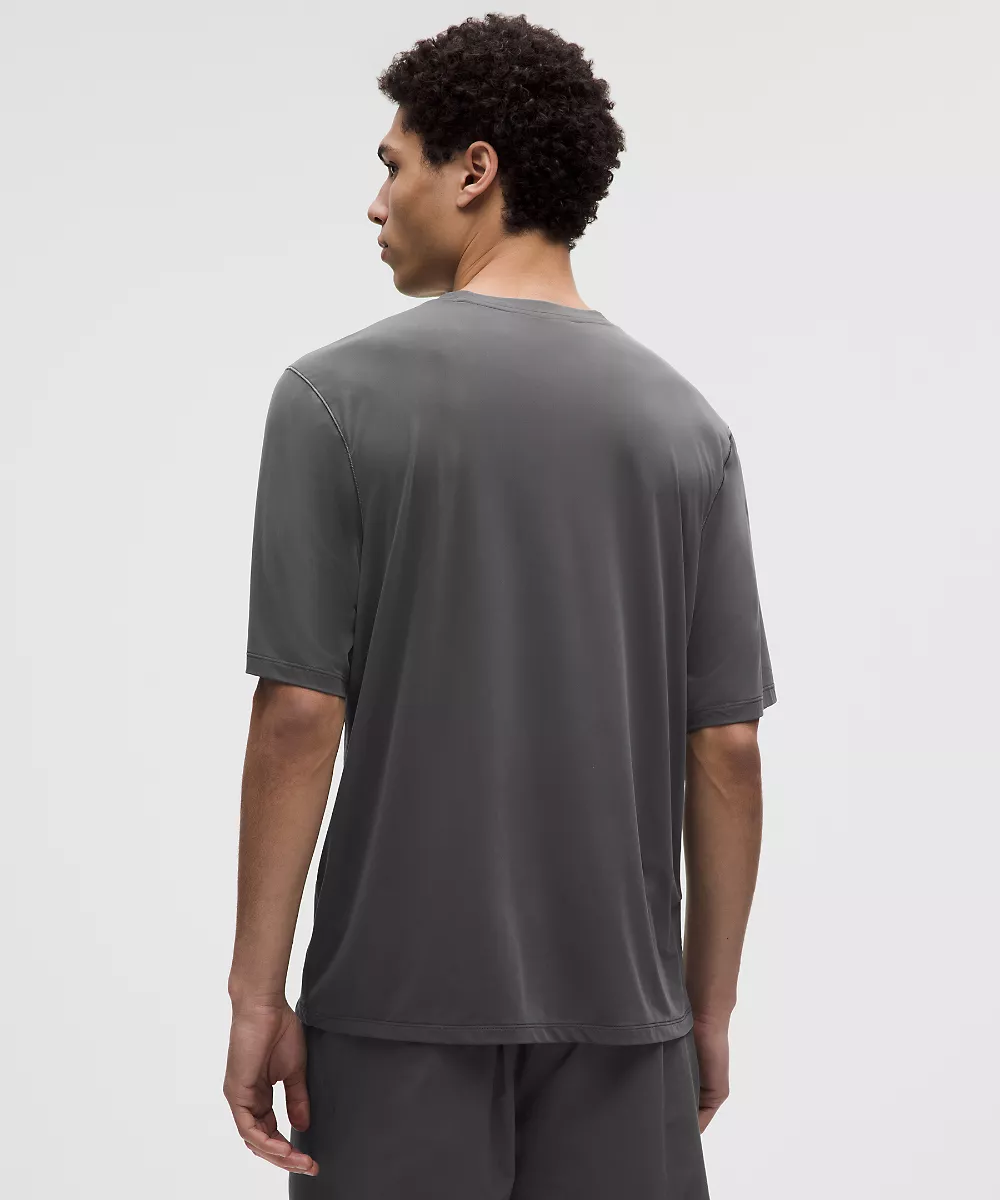 T-shirt de yoga col rond brossé — Onyx Grey, view 3
