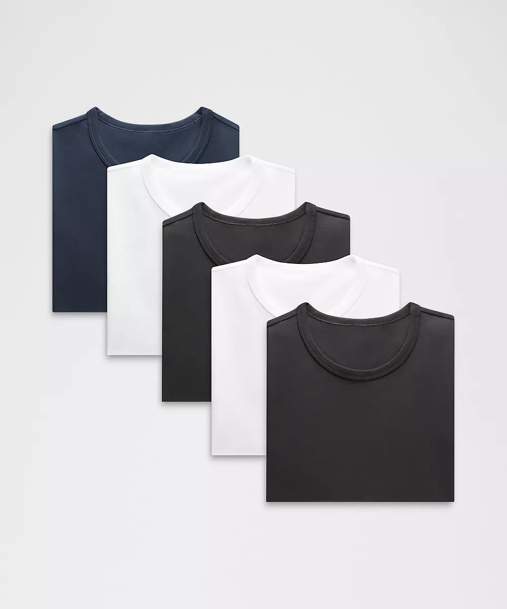 T-shirt en coton biologique coupe classique *Lot de 5 — Black/Black/White/White/Club Blue, view 1