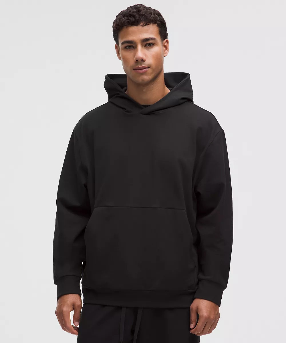 Sweat à capuche en jersey doux épais — Black, view 1