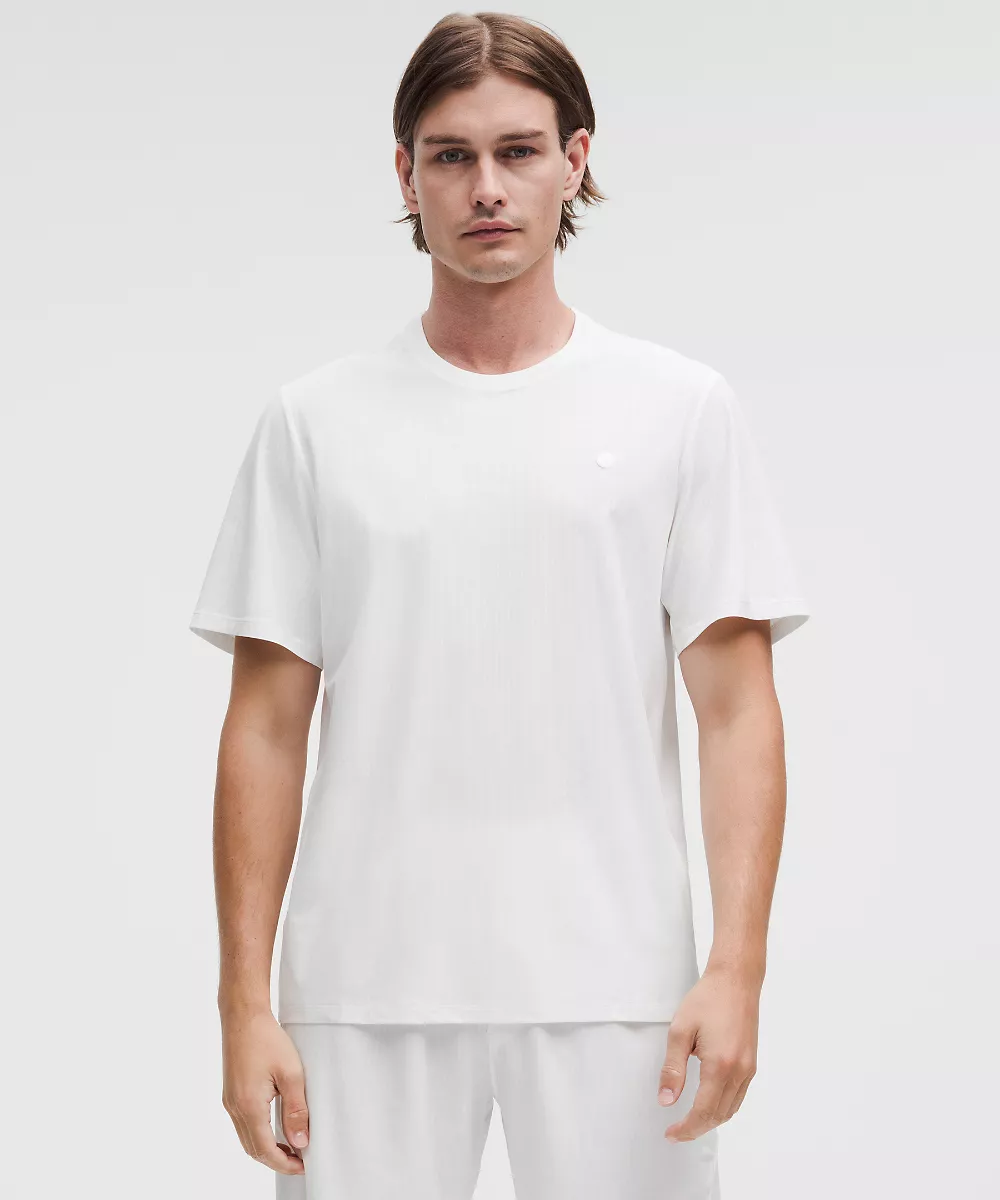 T-shirt de tennis anti-UV en mesh rayé — White, view 1