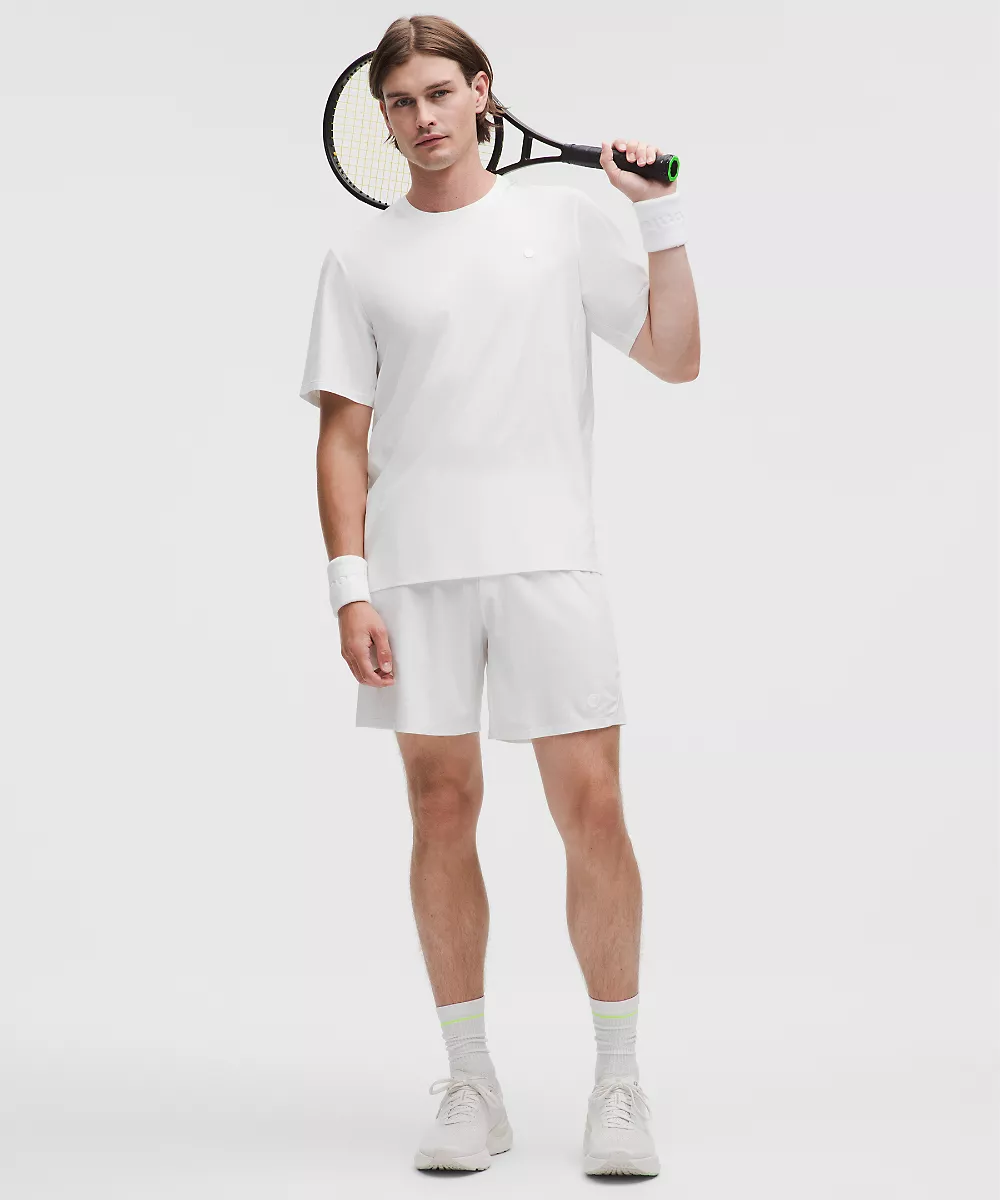 T-shirt de tennis anti-UV en mesh rayé — White, view 2