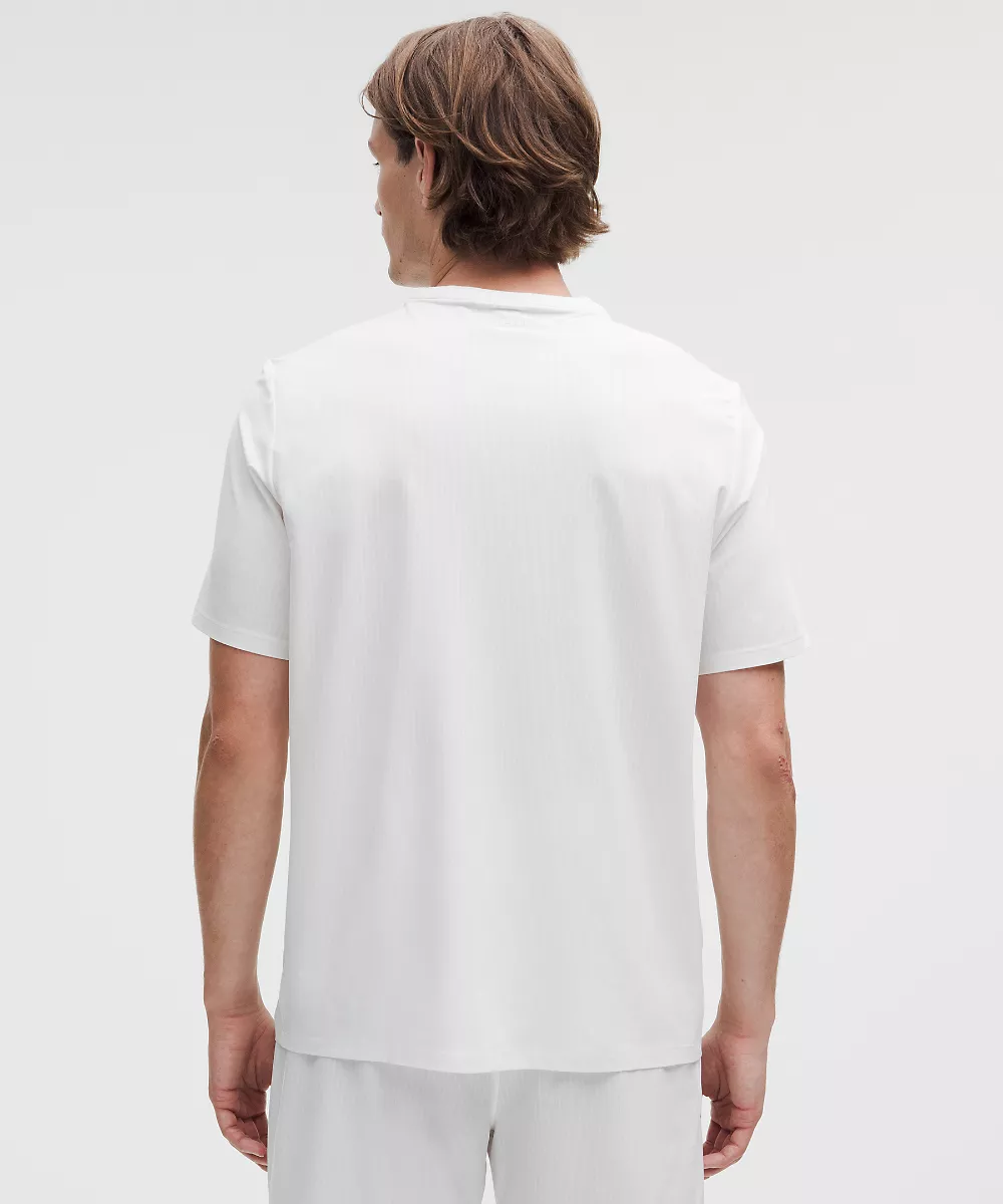 T-shirt de tennis anti-UV en mesh rayé — White, view 3