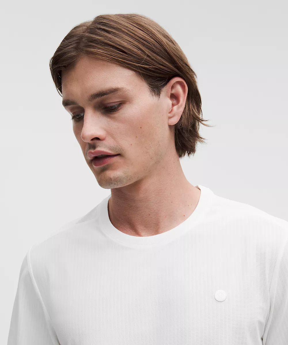 T-shirt de tennis anti-UV en mesh rayé — White, view 4