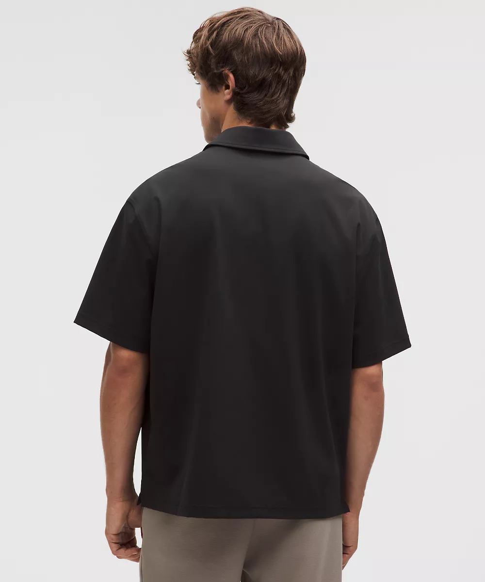 Polo oversize Daydrift à col zippé — Black, view 3