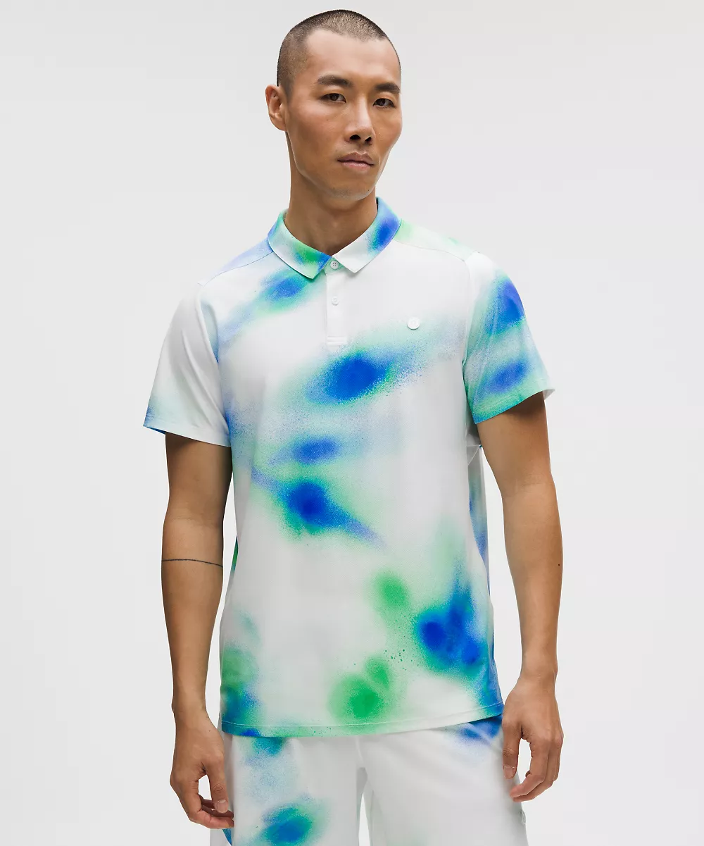 Polo de tennis ventilé *Logo — Spray Slam Blue Green Multi, view 1