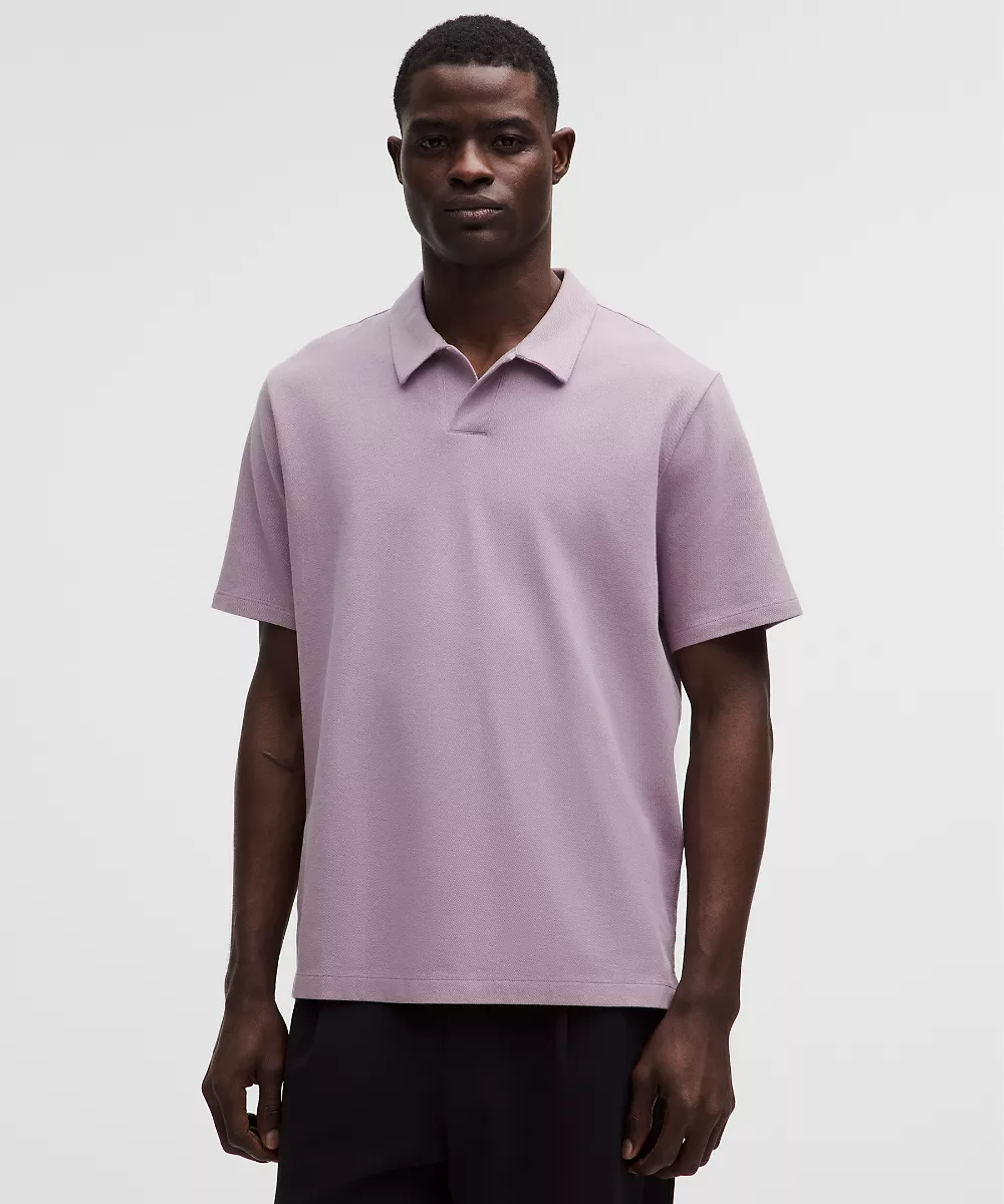 Chemise manches courtes Pique Performer col Johnny — Lotus Lavender, view 1