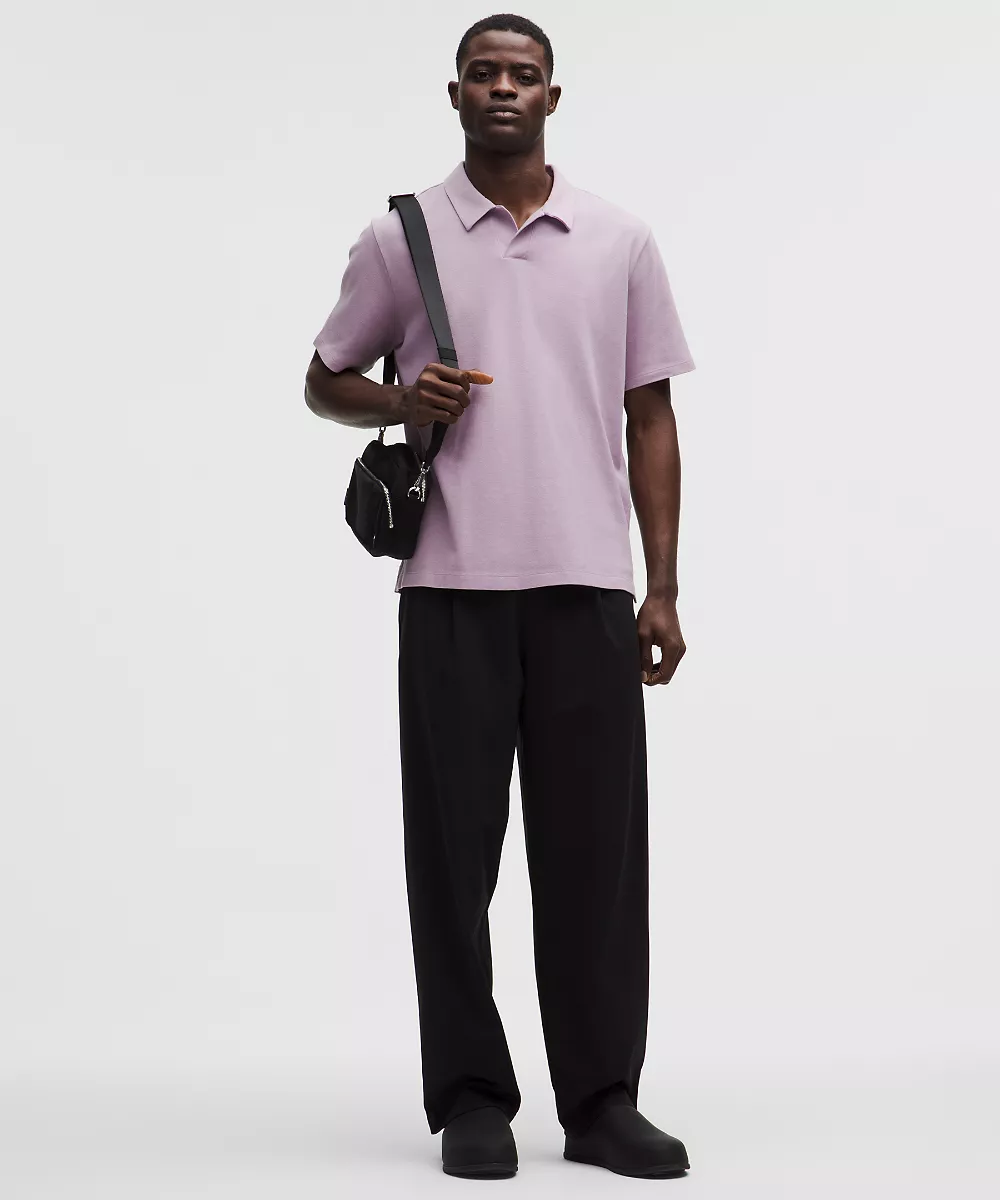 Chemise manches courtes Pique Performer col Johnny — Lotus Lavender, view 2