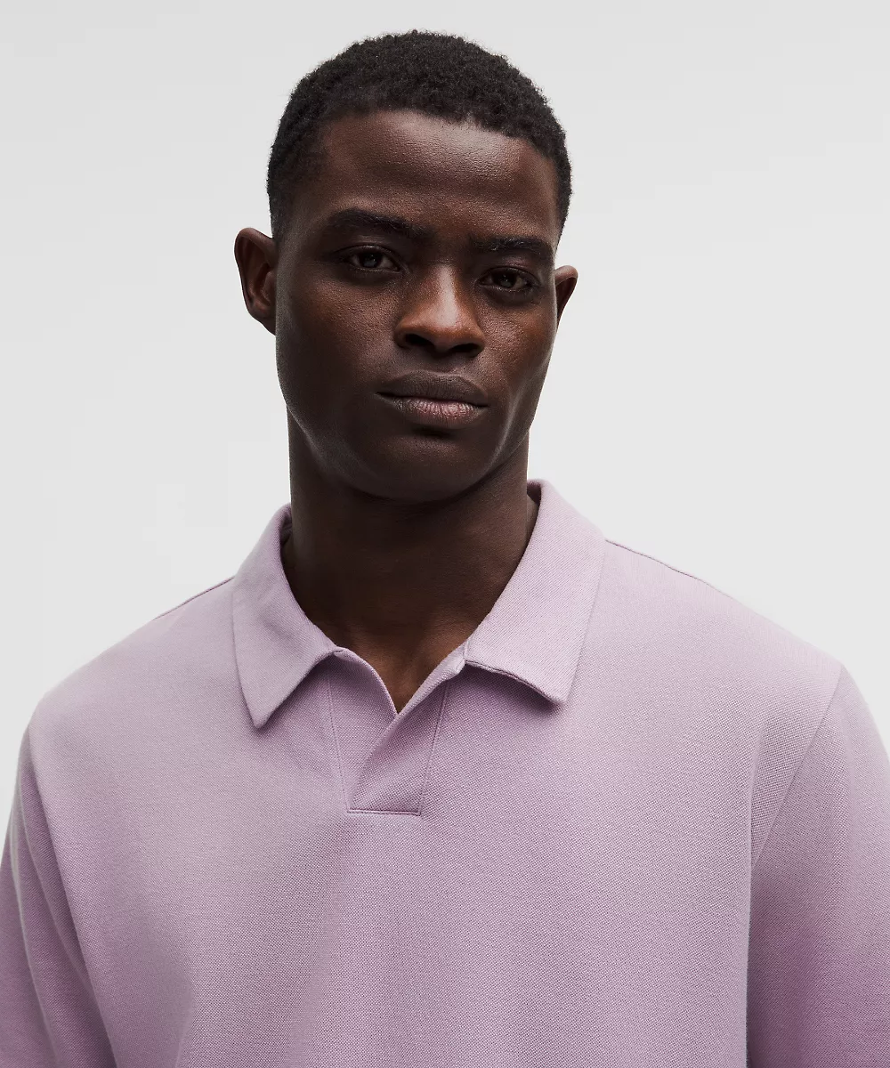 Chemise manches courtes Pique Performer col Johnny — Lotus Lavender, view 4