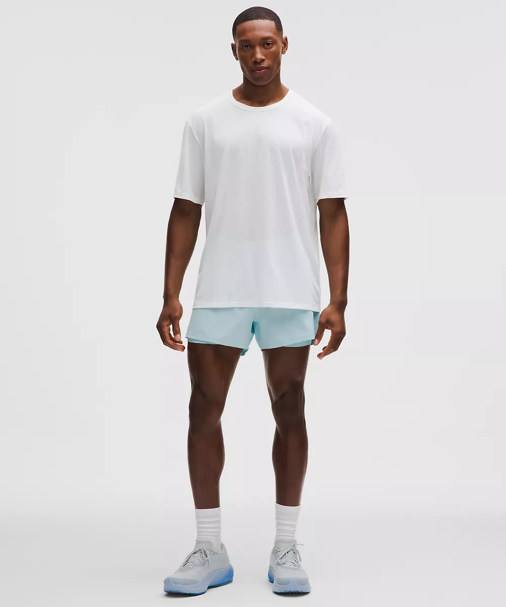Mile Maker t-shirt en mesh manches courtes — Heathered White, view 1