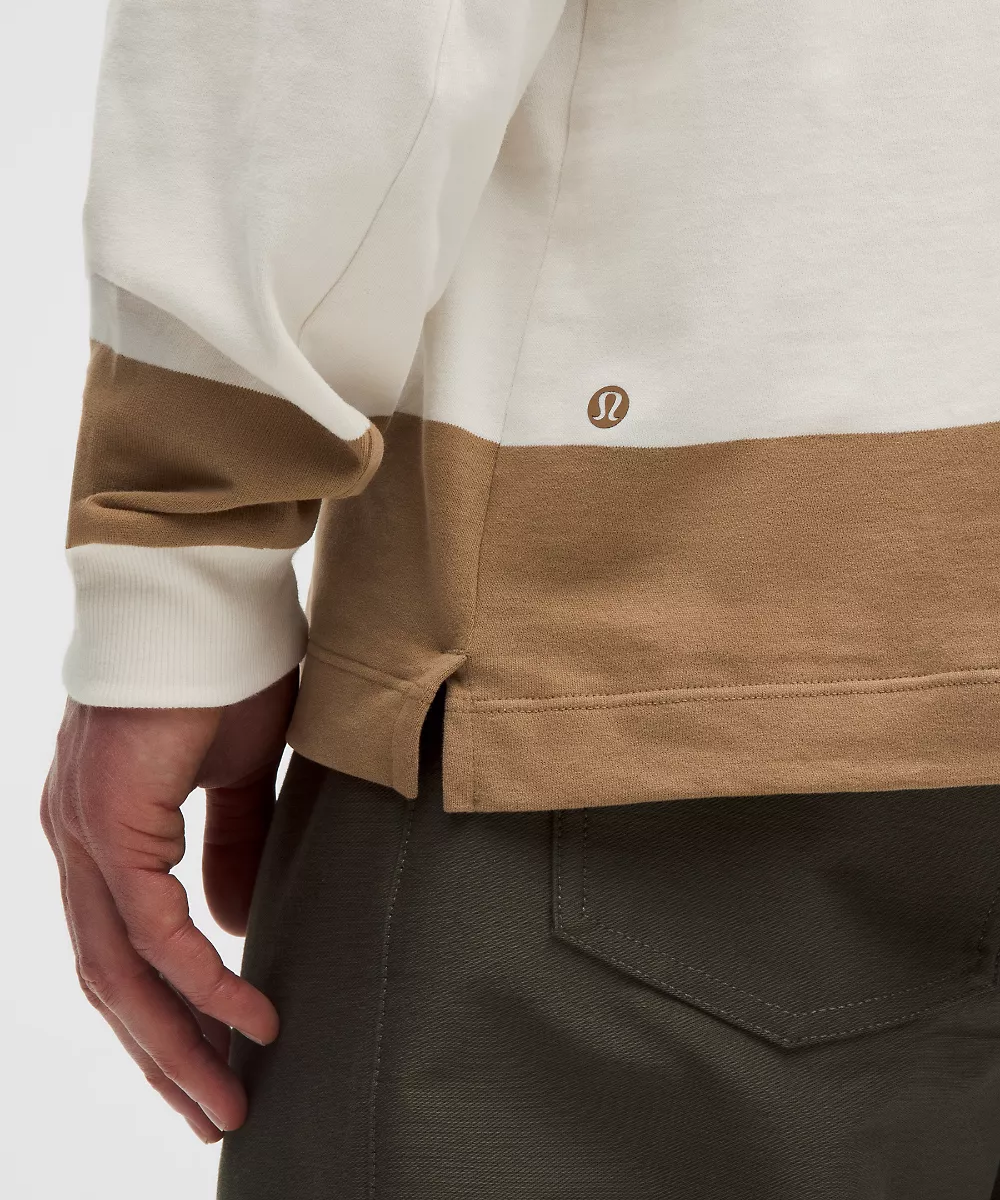 Chemise de rugby en coton manches longues — Wide Stripe Camel Brown Coconut Ivory, view 5