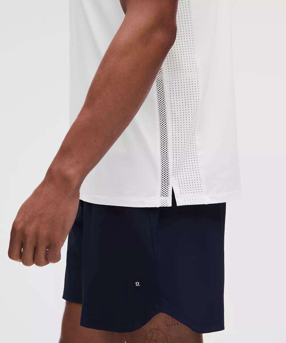 Polo de tennis à panneaux en mesh — White, view 2