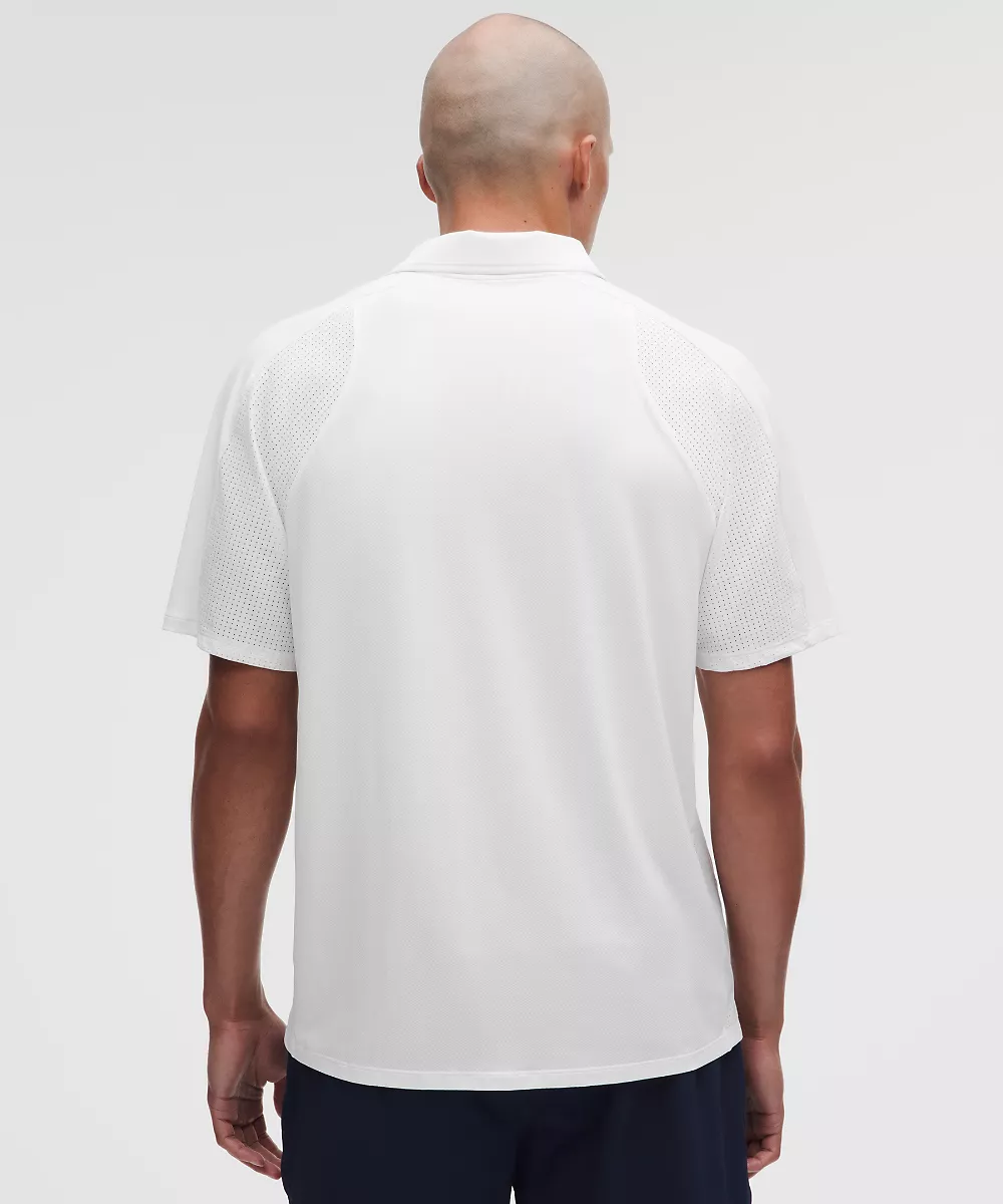 Polo de tennis à panneaux en mesh — White, view 3